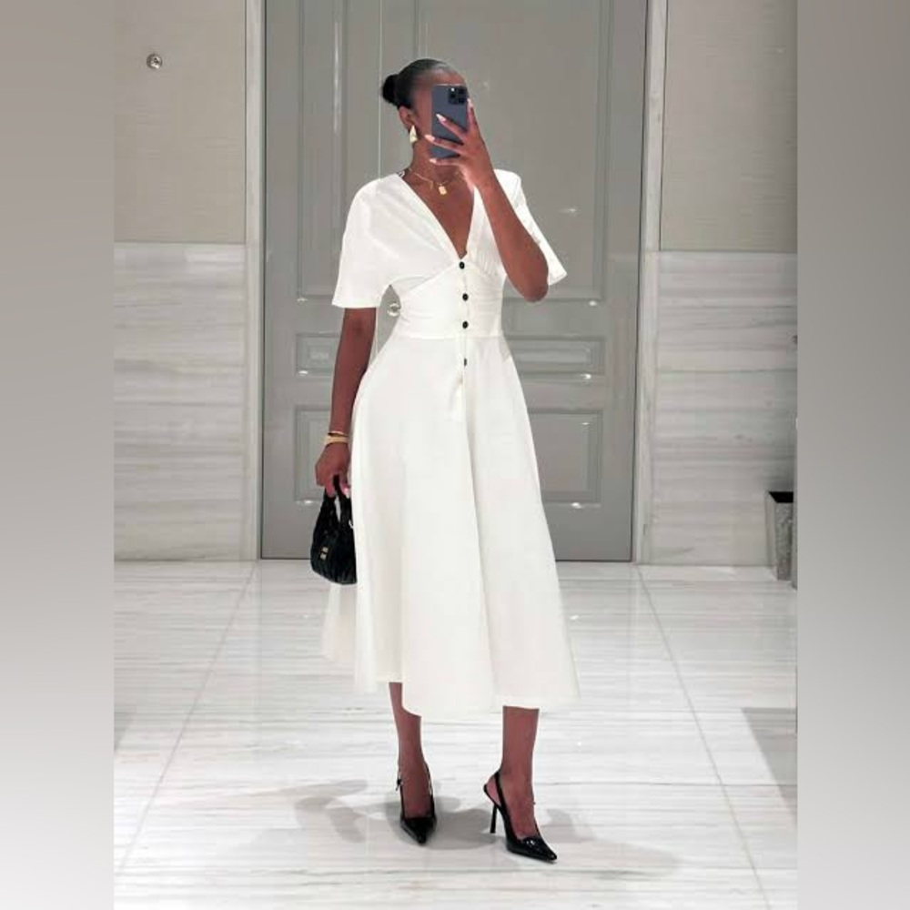 Zara White Backless Dress